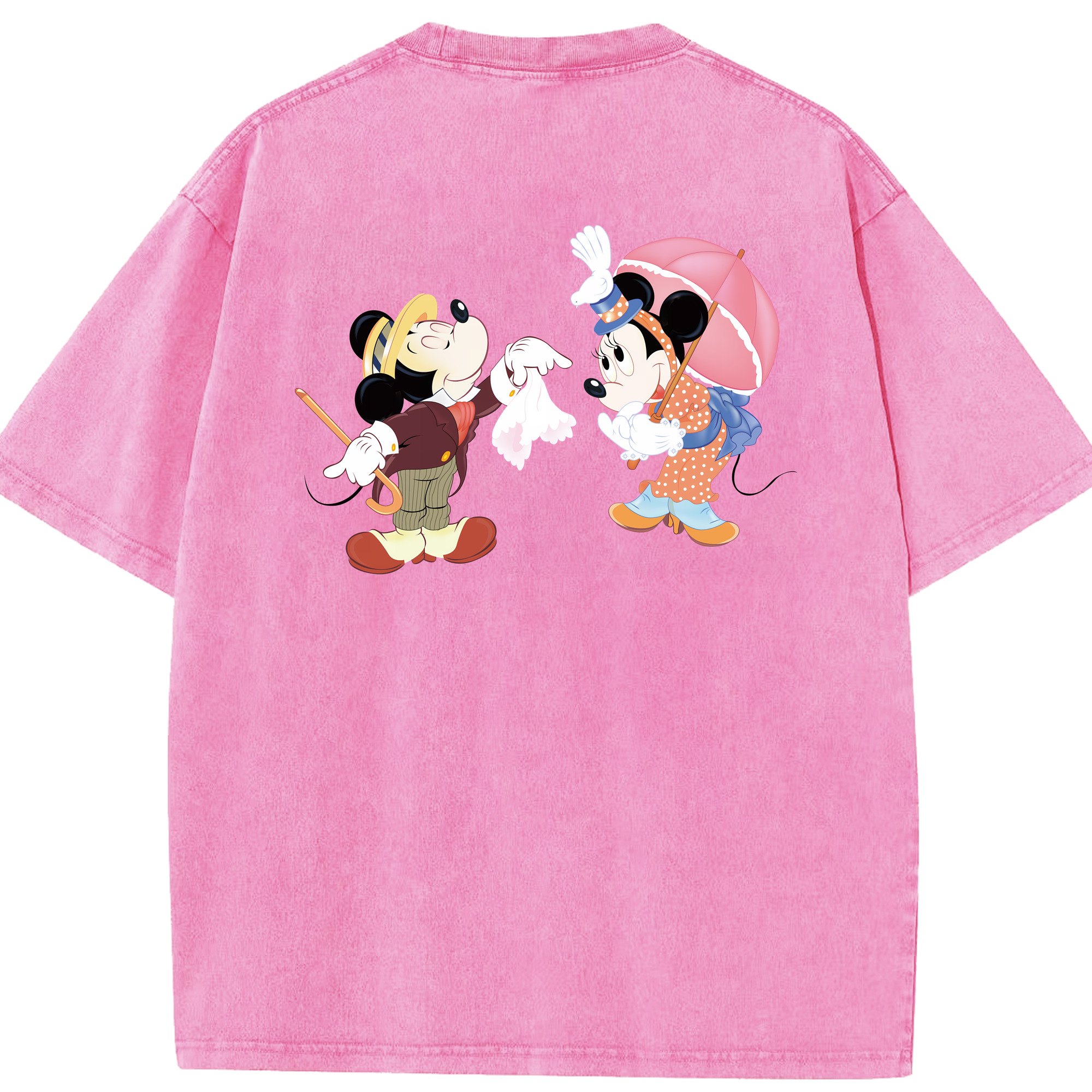 （画像用） ミッキーマウス Mickey Mouse 綿100% ヴィンテージ風 半袖Tシャツ（背面プリント）
